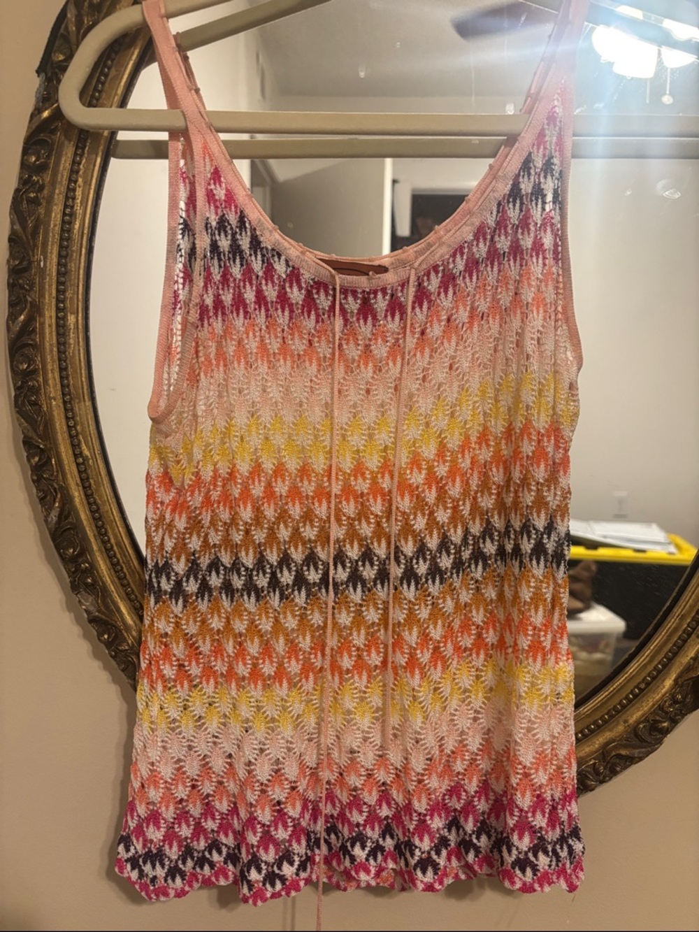 Missoni Pink Orange Yellow Black Chevron Knit Camisole